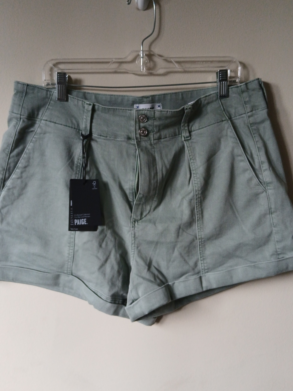 PAIGE Brooklyn Dusty Sage Utility Cotton Women's Shorts